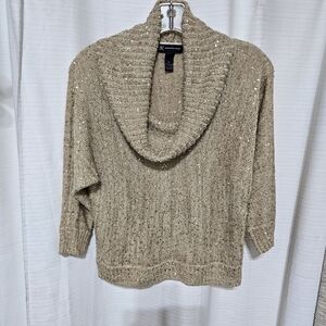 Women's Tan Sweater with Cowl Neck